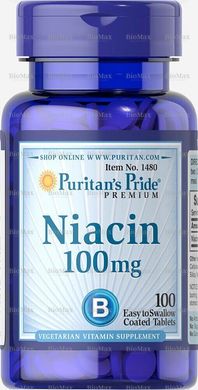 Ниацин, Niacin, Puritan's Pride, 100 мг 100 таблеток