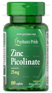 Цинк пиколинат, Zinc Picolinate, Puritan's Pride, 25 мг, 100 капсул