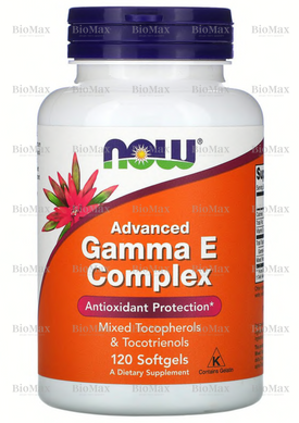 Вітамін Е, 300 мг, Gamma E Complex, Now Foods, комплекс, покращений, 120 гелевих капсул