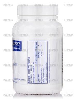 L-лизин, l-Lysine, Pure Encapsulations, 500 мг, 90 капсул