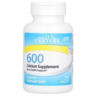 Кальций для костей, Calcium Supplement, 21st Century, 600 мг, 75 таблеток