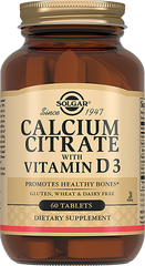 Цитрат Кальция + Витамин Д3, Calcium Citrate with vitamin D, Solgar, 60 таблеток