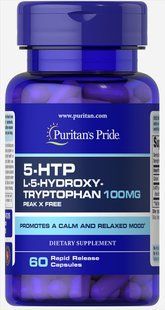 5-гідрокситриптофан, 5-HTP, Puritan's Pride, 100 мг, 60 капсул