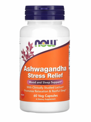 Ашвагандха антистресс, Ashwagandha Stress Relief, Now Foods, 300 мг, 60 вегетаріанських капсул