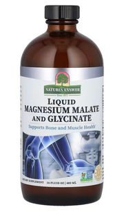 Магній малат та гліцинат рідкий, Magnesium Malate and Glycinate, Nature's Answer, мандариновий смак, 200 мг, 480 мл
