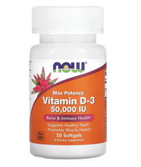 Вітамін Д3, Vitamin D-3, Now Foods, 50000 МО,  50 гелевих капсул