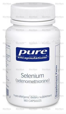 Селен (селенометіонін) (Selenium selenomethionine), Pure Encapsulations, 200 мкг, 180 капсул