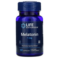 Мелатонин, Melatonin, Life Extension, 1 мг, 60 капсул