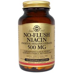 Ніацин, не викликаючий почервоніння, NIACIN, Solgar, 500 мг, 100 капсул