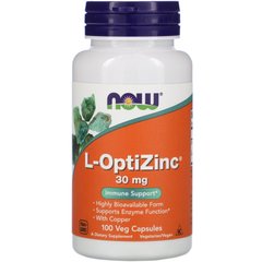 ОптиЦинк, L-OptiZinc, Now Foods, 30 мг 100 капсул