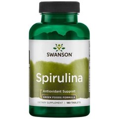 Спирулина, Spirulina, Green Foods, Swanson, 500 мг, 180 таблеток