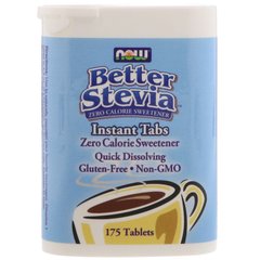 Стевія, підсолоджувач без калорій в розчинних таблетках, Better Stevia Instant Tabs, Now Foods, 175 таблеток