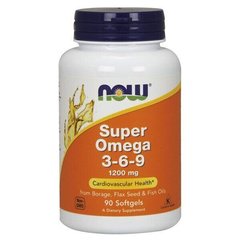 Супер Омега 3 6 9, Super Omega 3-6-9, Now Foods, 1200 мг, 90 капсул