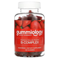 Витамин B комплекс, натуральный клубничный вкус, для взрослых, Gummiology, 100 вегетарианских жевательных таблеток