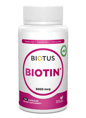 Биотин, Biotin, Biotus, 5000 мкг, 100 капсул