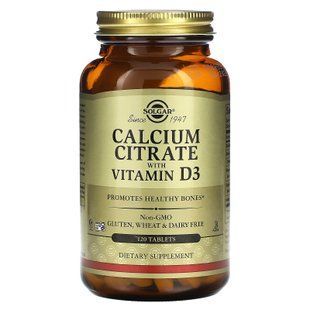 Цитрат кальция с витамином D3, Calcium Citrate, Solgar, 120 таблеток