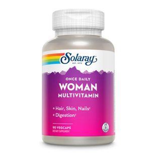 Мультивітаміни для жінок, Once Daily Woman Multivitamin, Solaray, 1 на день, 90 вегетаріанських капсул