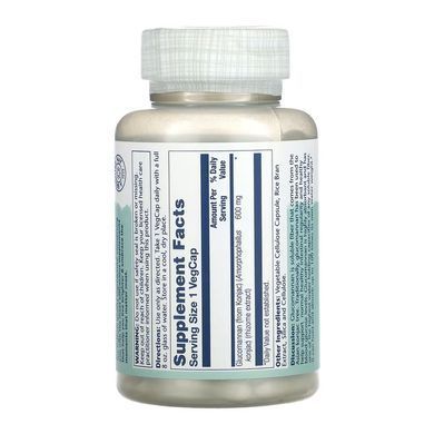 Глюкоманнан, Glucomannan, Solaray, экстракт корневища конжака, 600 мг, 100 вегетарианских капсул