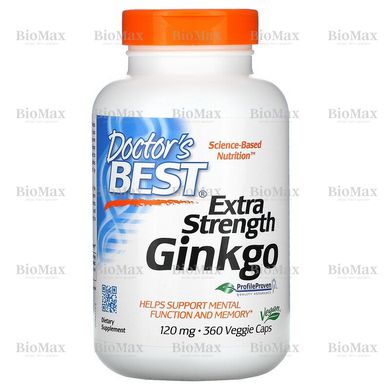 Гінкго білоба екстра сила, Extra Strength Ginkgo,  Doctor's Best, 120 мг, 360 капсул