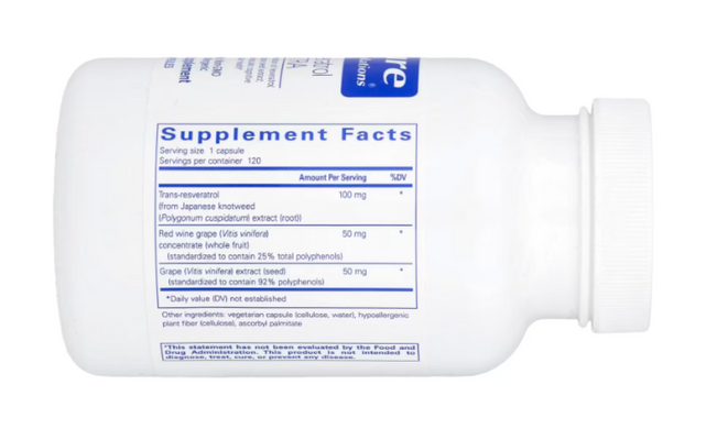 Ресвератрол, Resveratrol Extra, Pure Encapsulations, 120 капсул