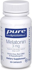 Мелатонин, Melatonin, Pure Encapsulations, 3 мг 60 капсул