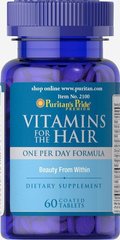 Витамины для волос, Vitamins for the Hair, Puritan's Pride, 60 таблеток