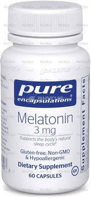 Мелатонін, Melatonin, Pure Encapsulations, 3 мг 60 капсул