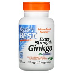 Гінкго білоба з високою силою дії, Extra Strength Ginkgo Biloba, Doctor's Best, 120 капсул