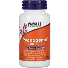 Пикногенол, Pycnogenol, Now Foods, 60 мг, 50 растительных капсул