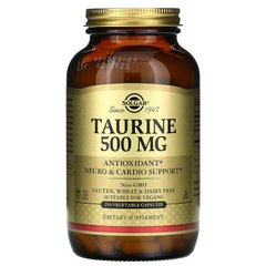 Таурин, Taurine, Solgar, 500 мг, 250 капсул