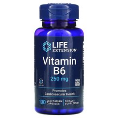 Витамин В6 (пиридоксин), Vitamin B6, Life Extension, 250 мг, 100 капсул