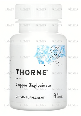 Мідь бісгліцинат, Copper, Thorne Research, 2 мг, 60 капсул