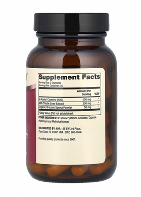 N-ацетилцистеїн з розторопшою, NAC with Milk Thistle, Dr. Mercola, 500 мг, 60 капсул