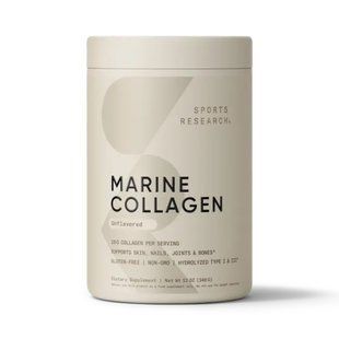 Морський колаген, Marine Collagen, Sports Research, гідролізовані пептиди, без смаку, 340 г