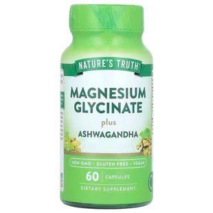 Магній гліцинат плюс ашваганда, Magnesium Glycinate Plus Ashwagandha, Nature's Truth, 60 капсул
