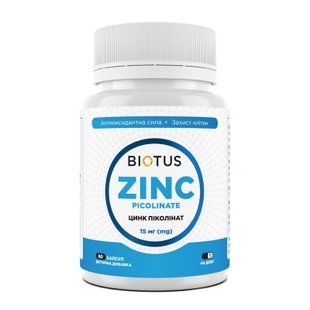 Цинк піколінат, Zinc Picolinate, Biotus, 15 мг, 60 капсул