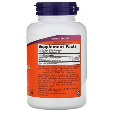 Глюкозамін та МСМ, Glucosamine & MSM, Now Foods, 500/333 мг 120 капсул