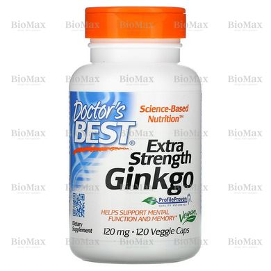 Гинкго билоба с повышенной силой действия, Extra Strength Ginkgo Biloba, Doctor's Best, 120 капсул