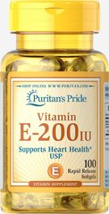 Витамин Е, Vitamin E, Puritan's Pride, 200 МЕ 100 капсул