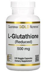 Глутатіон, California Gold Nutrition, L-Glutathione Reduced, 500 мг, 120 рослинних капсул