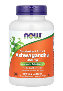 Ашвагандха, Ashwagandha, Now Foods, 450 мг, 180 капсул
