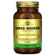Гинкго Билоба супер, Super Ginkgo, Solgar, 120 вегетарианских капсул