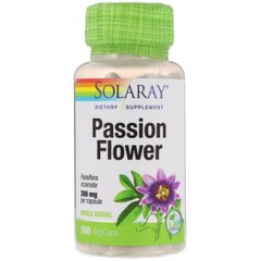 Пасіфлора, (страстоцвіт), Passion Flower, Solaray, 350 мг, 100 капсул