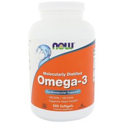 Риб'ячий жир, Омега 3, OMEGA 3 180 EPA/120 DHA, Now Foods, 500 капсул