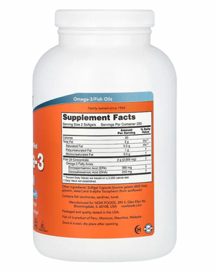 Омега 3, 180 EPA/120 DHA, Now Foods, 500 капсул