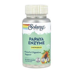 Фермент папайи, Papaya Enzyme, Solaray, вкус ананаса, 90 жевательных таблеток
