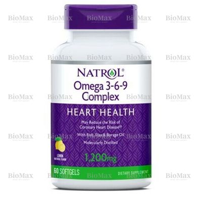 Омега 3 6 9, Omega-3-6-9 Complex 55%, Natrol, 60 капсул