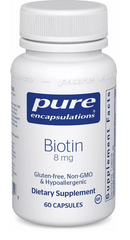 Биотин, Biotin, Pure Encapsulations, 8000 мкг 60 капсул