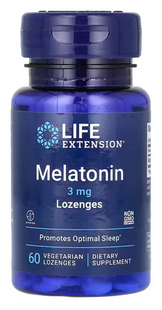Мелатонін, Melatonin, Life Extension, 3 мг, 60 льодяників