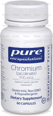 Хром пиколинат, Chromium picolinate, Pure Encapsulations, 500 мкг, 60 капсул